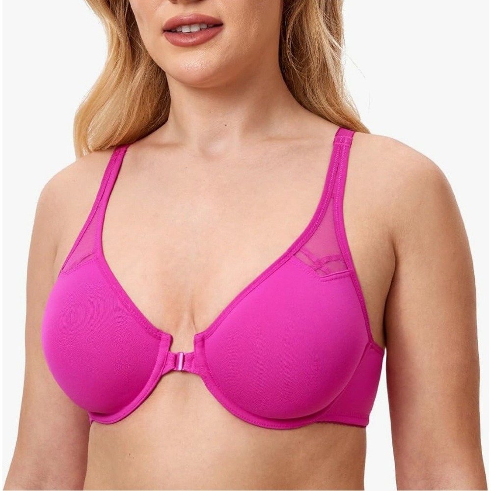 Delimira Front Close Racerback Underwire Bra Fuchsia Pink 38C NEW